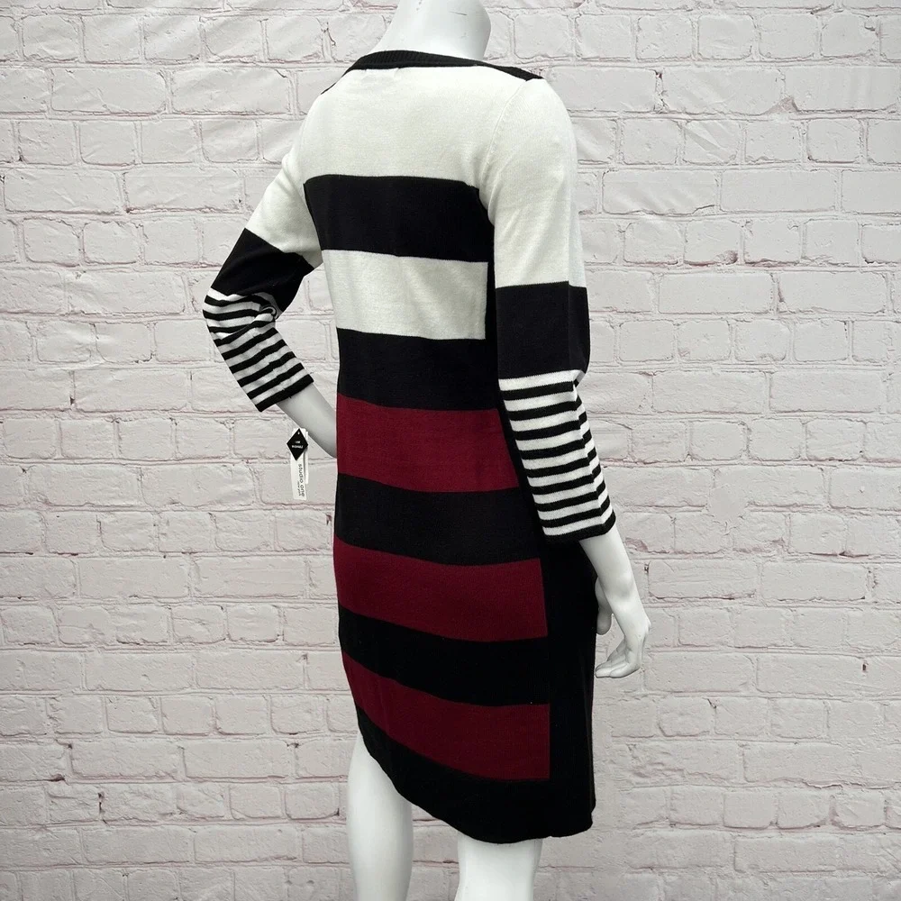 Studio One New York Women's Long Sleeve Sweater Striped Dress Size M - Picture 3 of 11